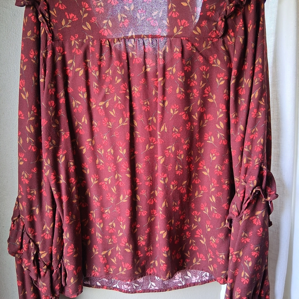 Sonoma Floral Ruffle Blouse - Red - Picture 4 of 10